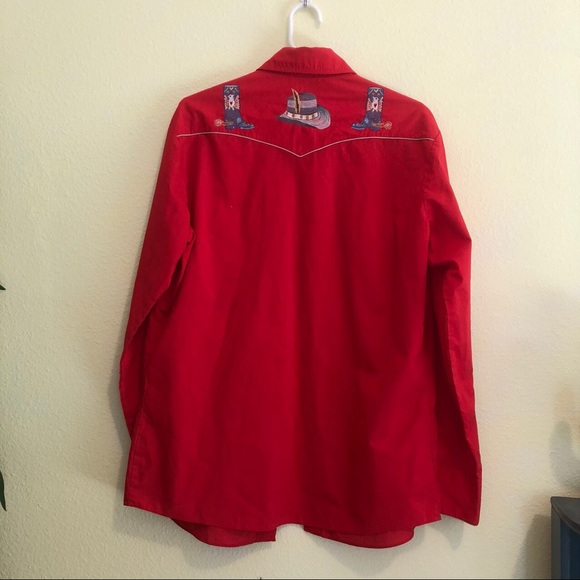 Vintage Red embroidered western shirt - Picture 2 of 4
